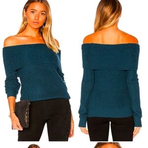 Revolve Lovers Friends Teal Blue Wool Chunky Knit Luna Sweater Boho Size XS Sexy